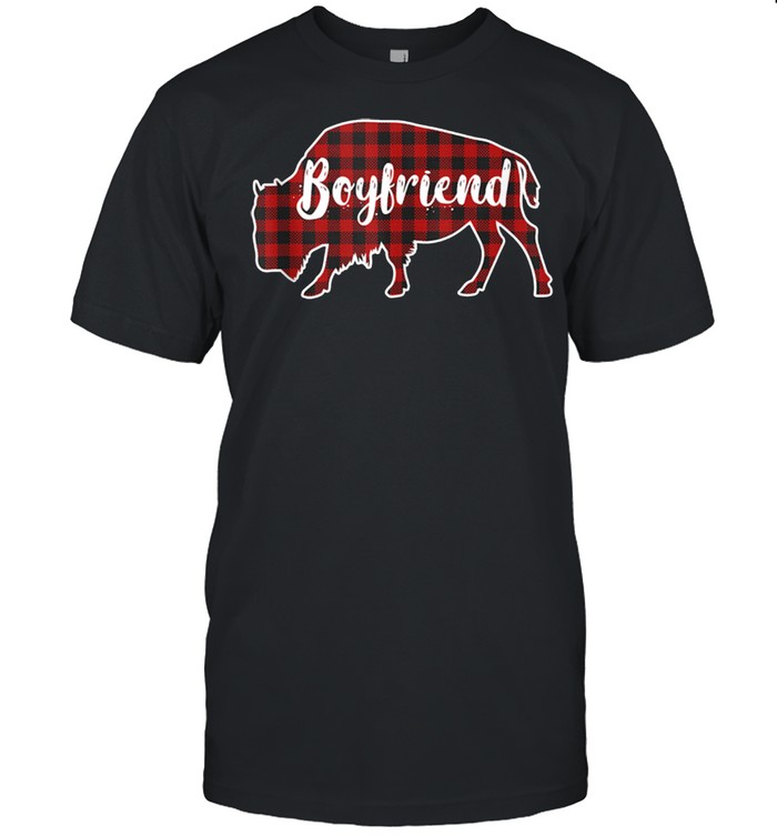 Boyfriend Bison Buffalo Red Plaid Christmas Pajama Family shirt