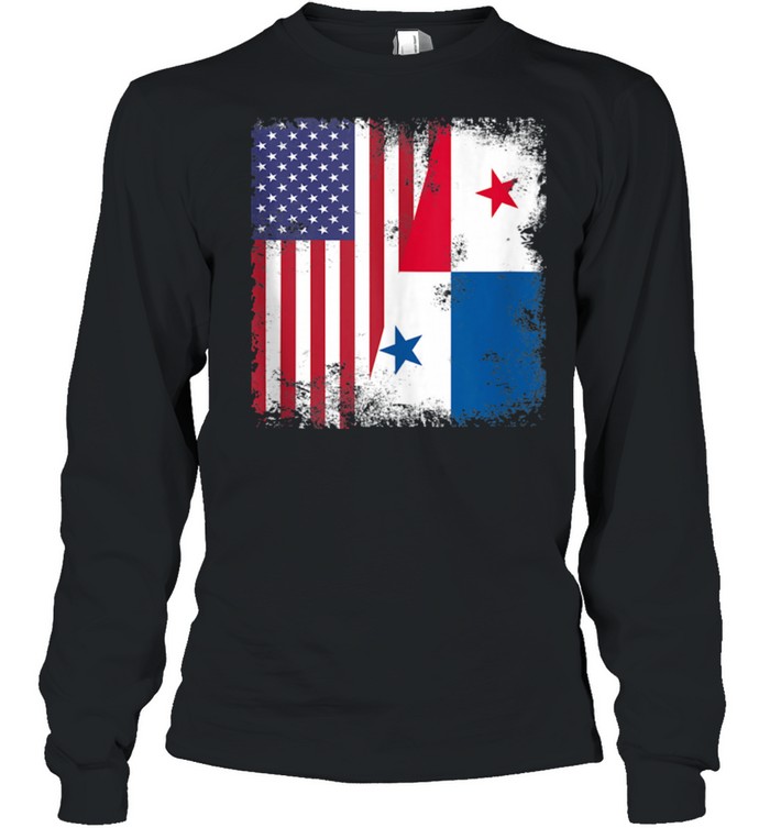 Half Panamanian Flag Vintage Panama USA shirt Long Sleeved T-shirt