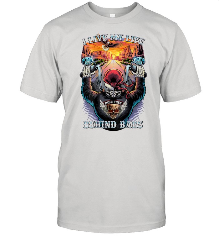 I Live My Life Behind Bard Highway Biker Skull  Classic Men's T-shirt