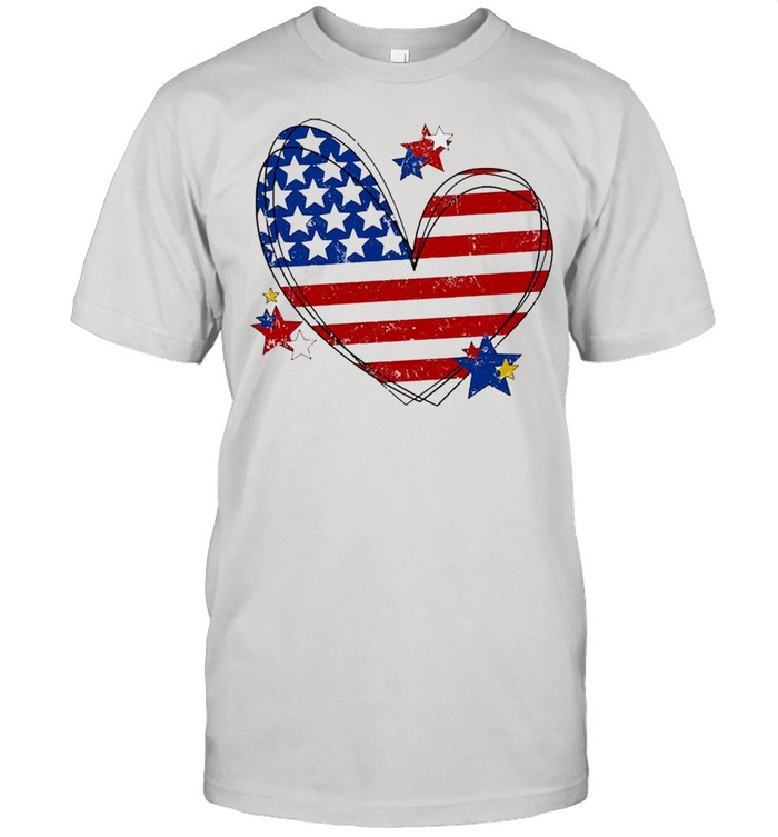 American flag heart matching family july 4th shirt Classic Men's T-shirt