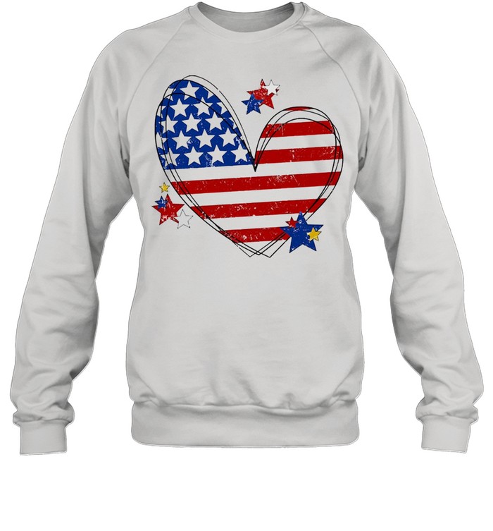 American flag heart matching family july 4th shirt Unisex Sweatshirt