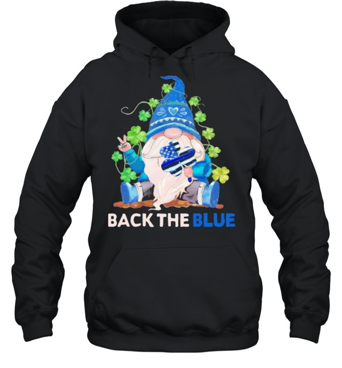 Back The Blue Police Gnome Patricks Day Unisex Hoodie