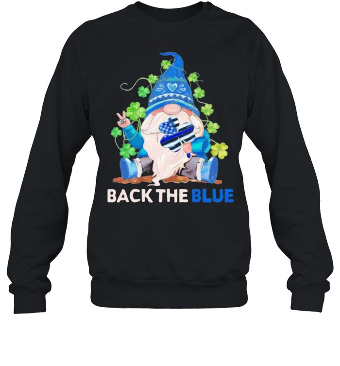 Back The Blue Police Gnome Patricks Day Unisex Sweatshirt