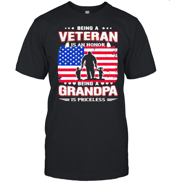 Being A Veteran Is An Honnor Being A Grandpa Is Priceless American Flag Classic Men's T-shirt