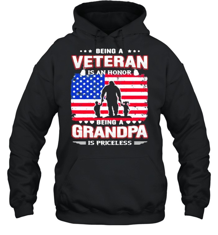 Being A Veteran Is An Honnor Being A Grandpa Is Priceless American Flag Unisex Hoodie