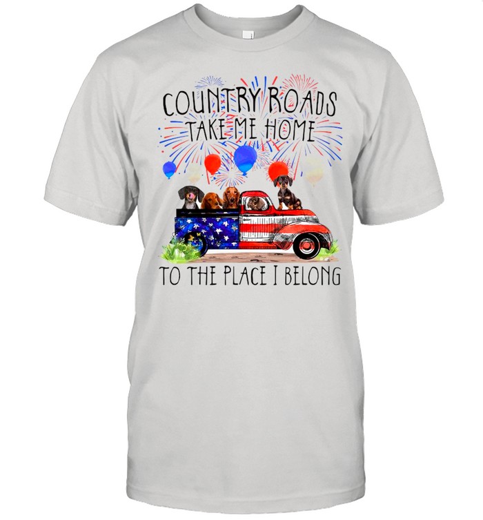 Dachshunds Country Roads Take Me Home To The Place I Belong 4th Of July 2021 shirt Classic Men's T-shirt