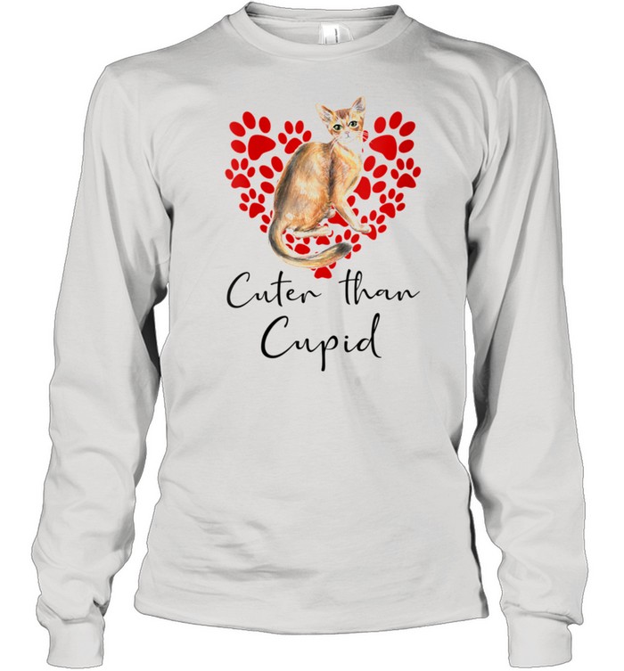 Womens Abyssinian Cat Cuter Than Cupid Valentines Day shirt Long Sleeved T-shirt