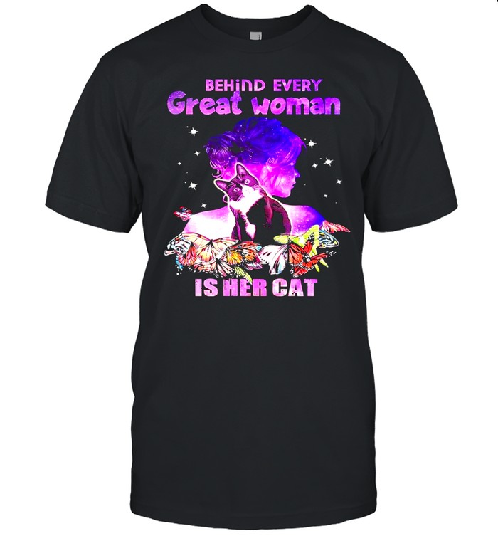 Behind every Great Woman is her Cat shirt Classic Men's T-shirt