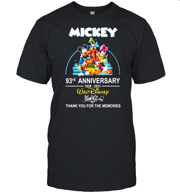 The Mickey 93rd Anniversary 1928 2021 Walt Disney Signature Thank You For The Memories shirt