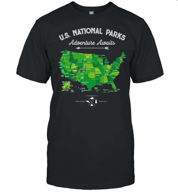 62 National Parks Map Us Park Vintage Camping Hiking T-shirt Classic Men's T-shirt