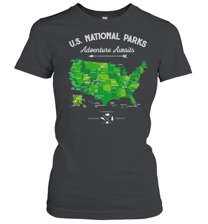 62 National Parks Map Us Park Vintage Camping Hiking T-shirt Classic Women's T-shirt