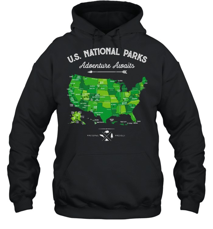 62 National Parks Map Us Park Vintage Camping Hiking T-shirt Unisex Hoodie