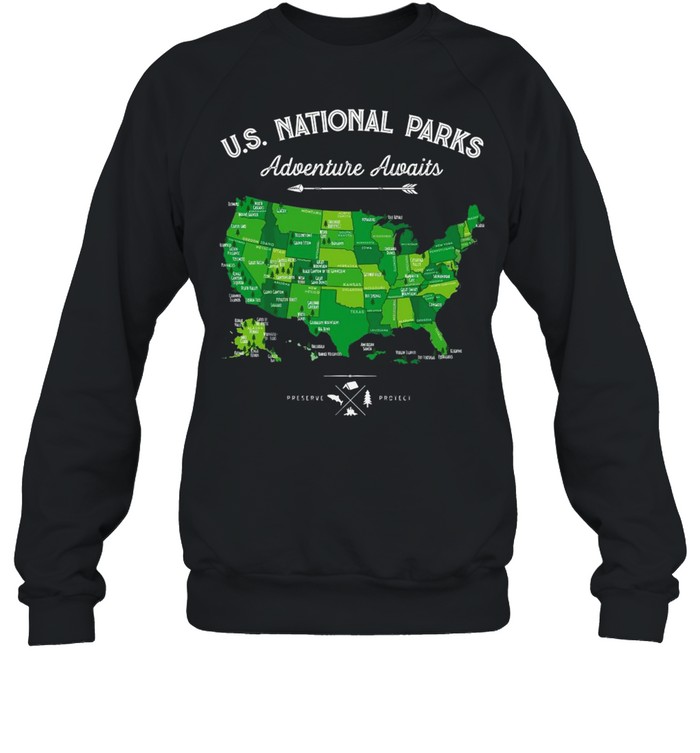 62 National Parks Map Us Park Vintage Camping Hiking T-shirt Unisex Sweatshirt