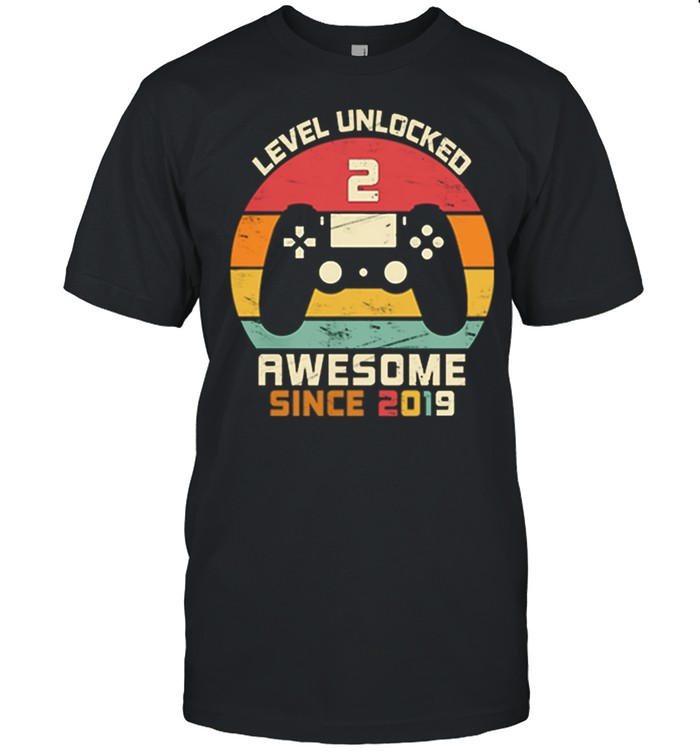 Level Unlocked 2 Awesome Since 2019 Vintage Retro shirt