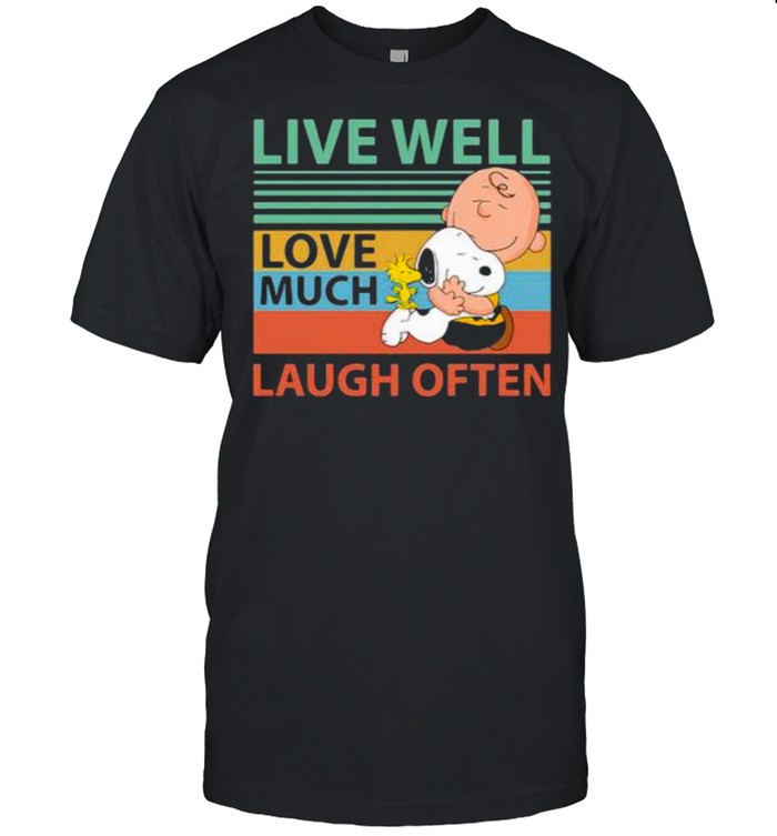 Live Well Love Much Laugh Often Snoopy Peanuts Vintage Shirt