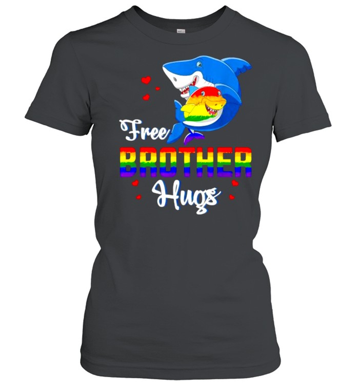 Shark Free Brother Hugs LBGT Rainbow Heart Gay Pride Month T- Classic Women's T-shirt