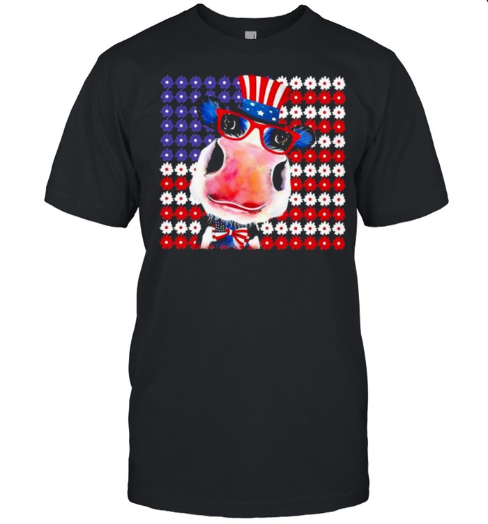 Cow flag daisy cow lovers american flag shirt Classic Men's T-shirt