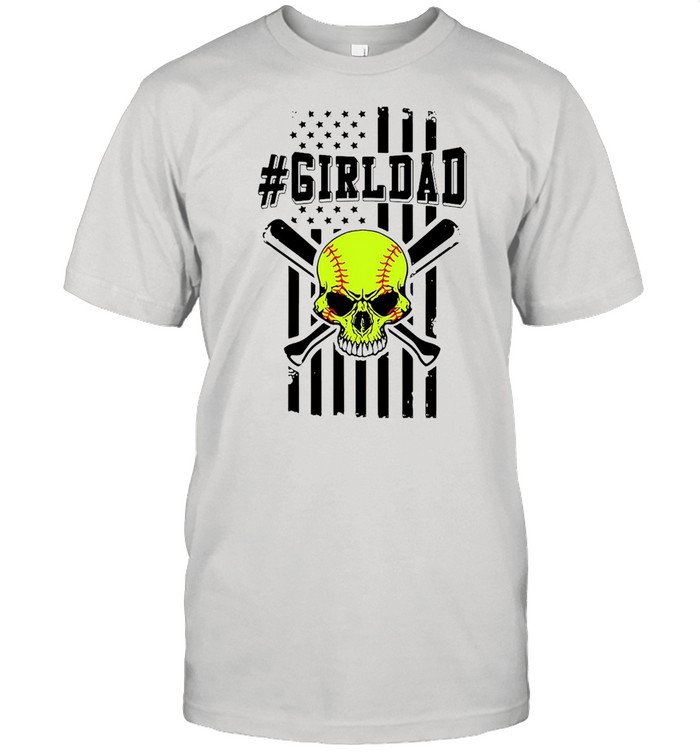 Skull softball girldad American flag shirt Classic Men's T-shirt