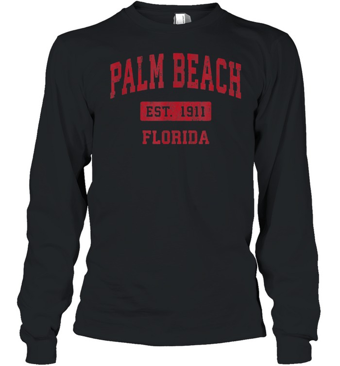 Palm Beach Florida FL Vintage Sports Design Red Design shirt Long Sleeved T-shirt