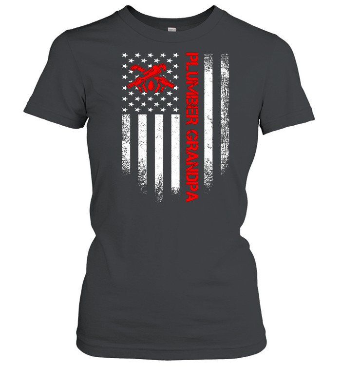Plumber Grandpa With American Flag shirt Classic Women's T-shirt
