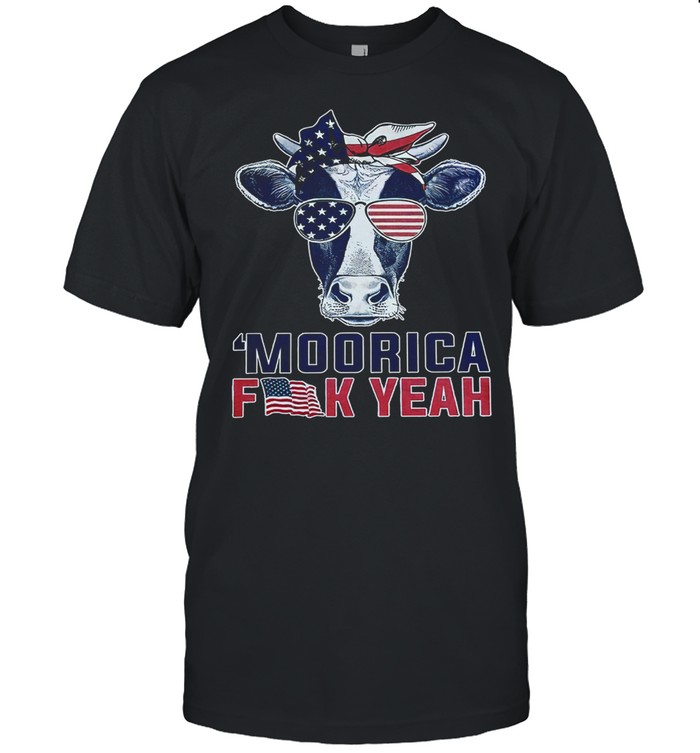 Cow American flag moorica fuck yeah shirt Classic Men's T-shirt