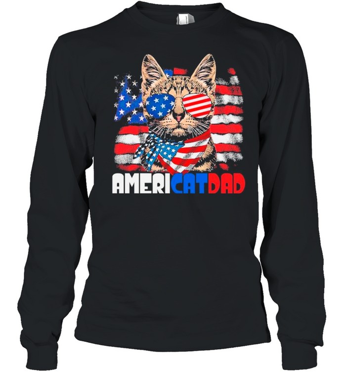 American Flag With Americat Dad shirt Long Sleeved T-shirt