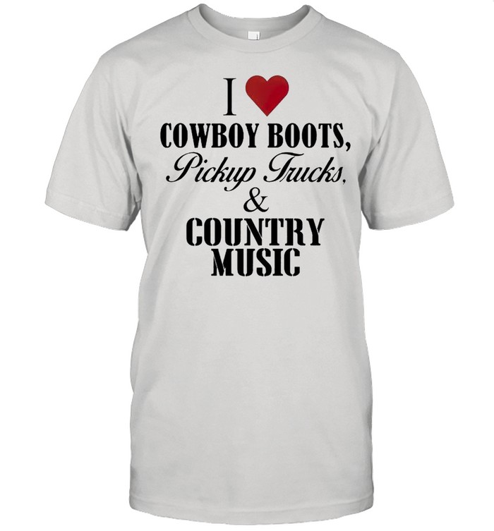 I love Cowboy boots pickup trucks and country music shirt Classic Men's T-shirt