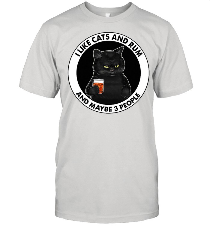 Black Cat I Like Cats And Rum And Maybe 3 People T-shirt Classic Men's T-shirt