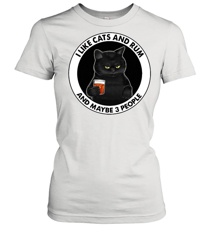 Black Cat I Like Cats And Rum And Maybe 3 People T-shirt Classic Women's T-shirt