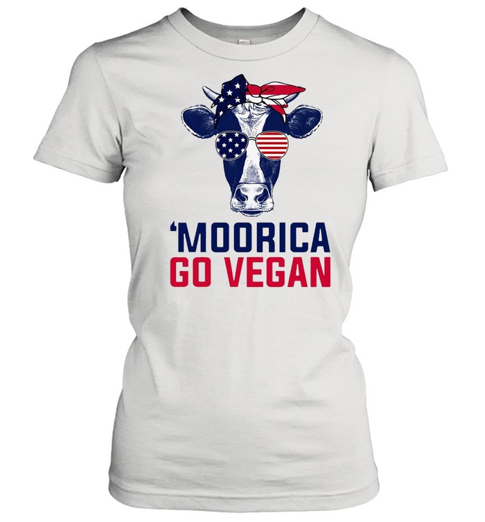 Cow American Flag Moorica Go Vegan T-shirt Classic Women's T-shirt