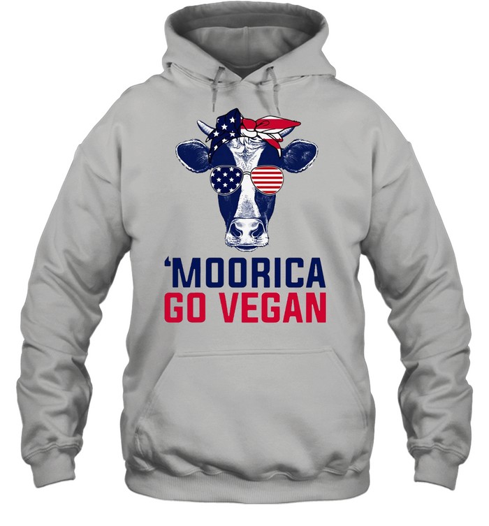 Cow American Flag Moorica Go Vegan T-shirt Unisex Hoodie