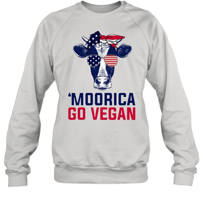 Cow American Flag Moorica Go Vegan T-shirt Unisex Sweatshirt