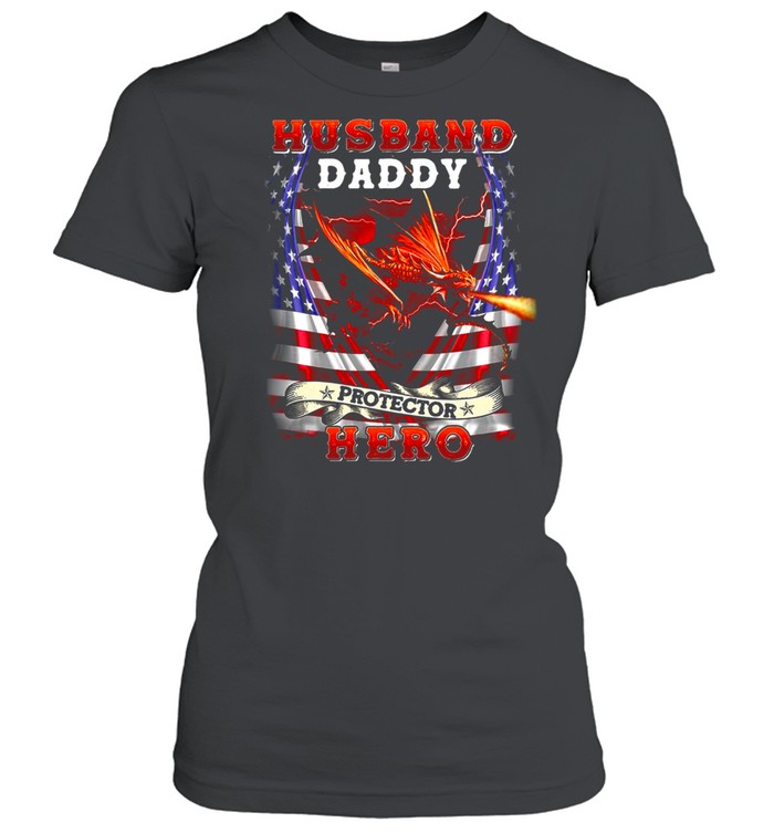 Dragon American Flag Husband Daddy Protector Hero T-shirt Classic Women's T-shirt