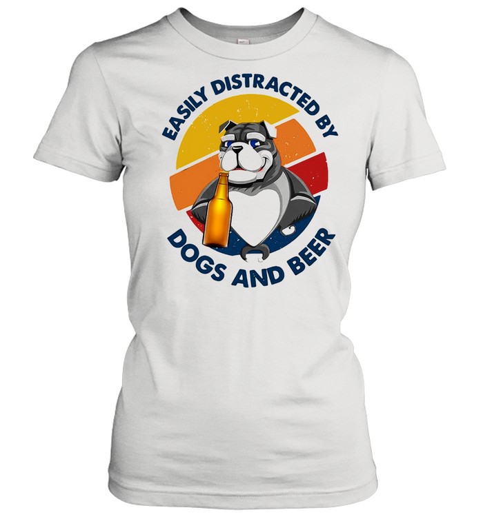 Easily Distracted By Dogs And Beer Vintage T-shirt Classic Women's T-shirt