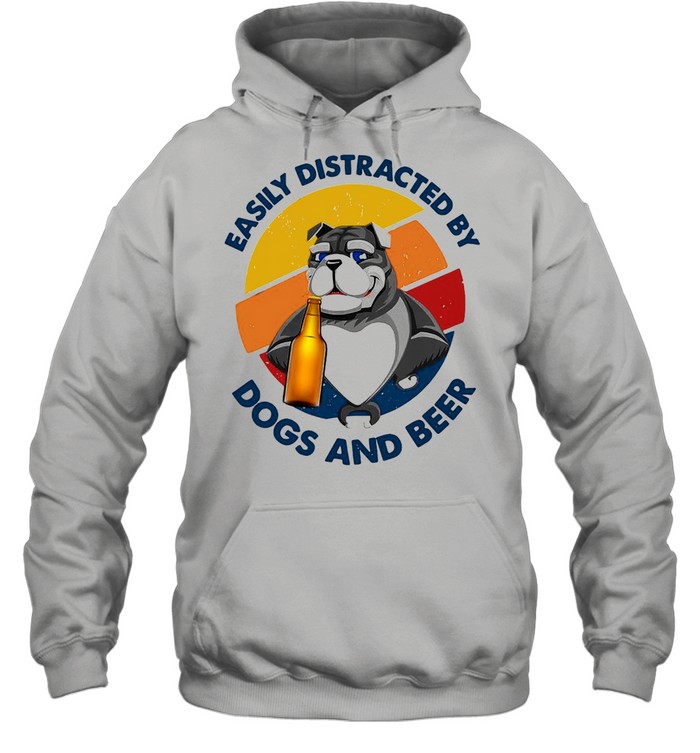 Easily Distracted By Dogs And Beer Vintage T-shirt Unisex Hoodie