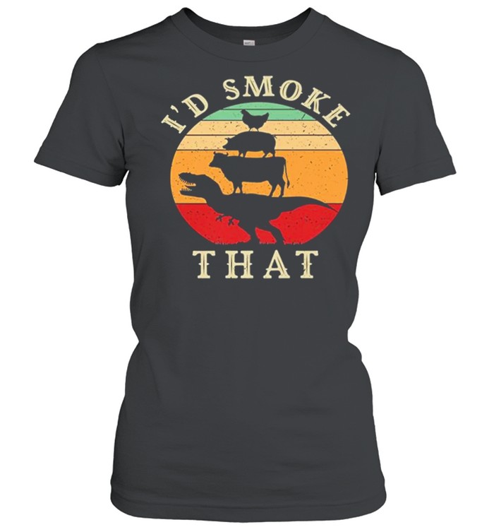 Retro Vintage Animal Chicken Pig Cow Id Smoke That shirt Classic Women's T-shirt