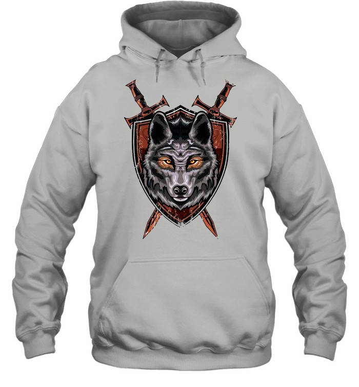 Wolf Sword Shield Renaissance Medieval Knight House Sigil T-shirt Unisex Hoodie