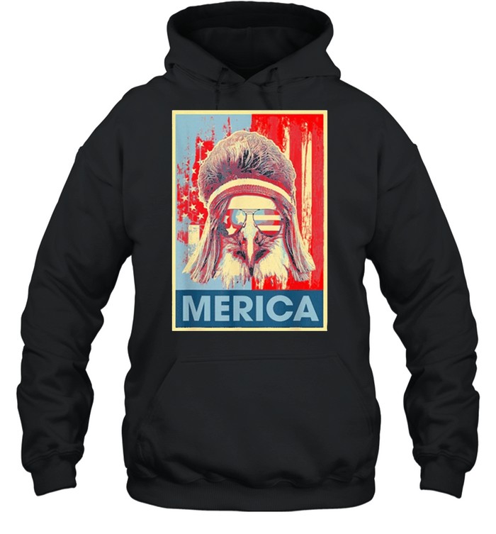 Merica eagle mullet 4th of july vintage American us flag shirt Unisex Hoodie