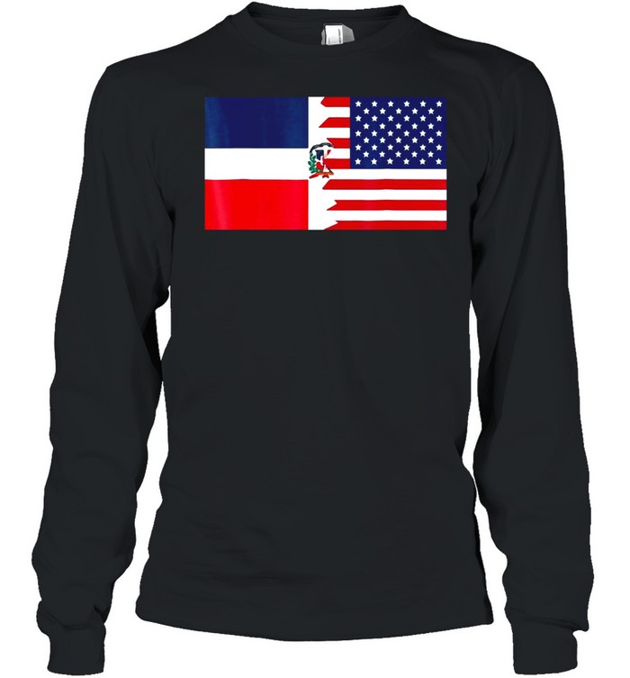 Dominican American Half Dominican Republic Flag T-shirt Long Sleeved T-shirt