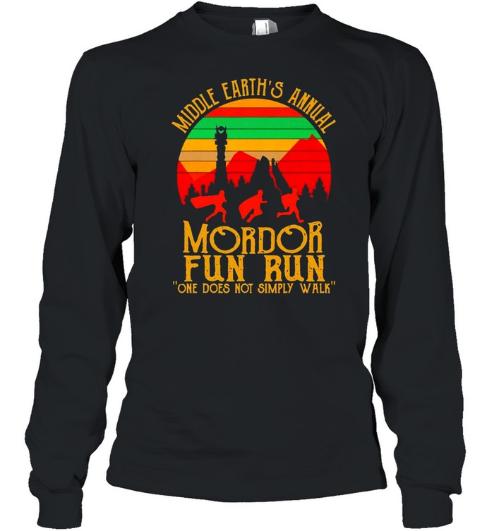 Good Mordor Fun Run One Does Not Simply Walk Vintage Retro T-shirt Long Sleeved T-shirt