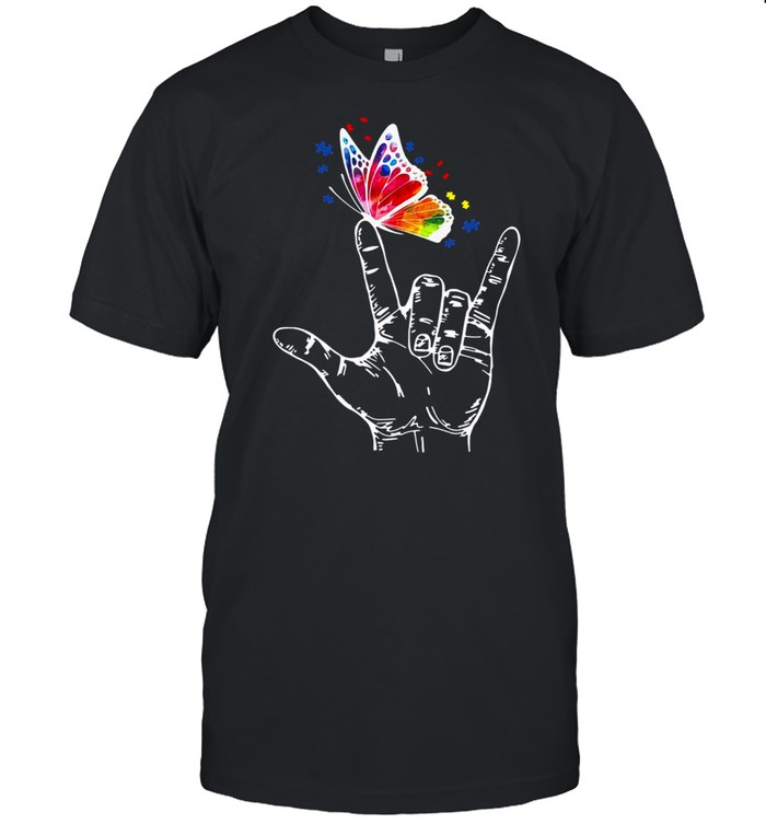 I Love You Hand Sign Language Butterfly T-shirt Classic Men's T-shirt