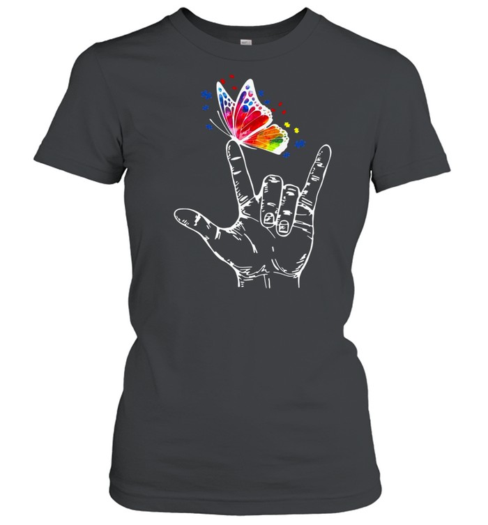 I Love You Hand Sign Language Butterfly T-shirt Classic Women's T-shirt