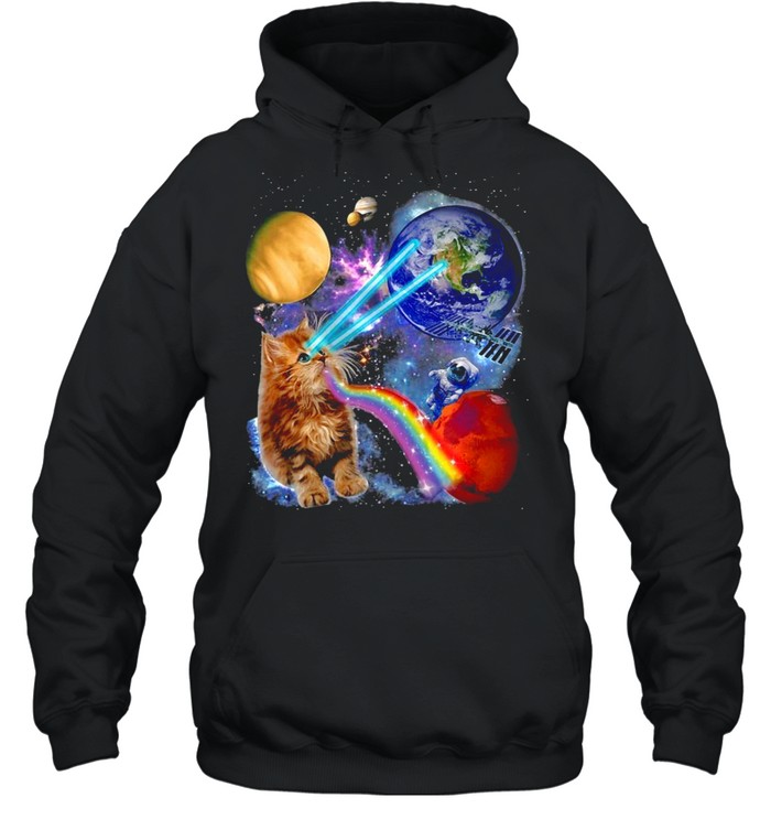 Laser Cat Cute Space Cat Kitten Laser Eyes T-shirt Unisex Hoodie