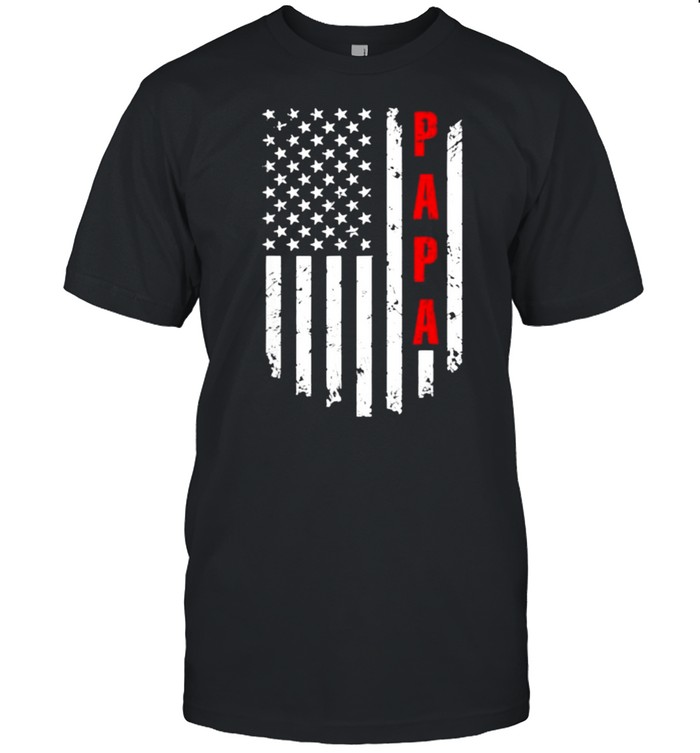 Papa American Flag T  Funny Tee for Fathers Day T- Classic Men's T-shirt