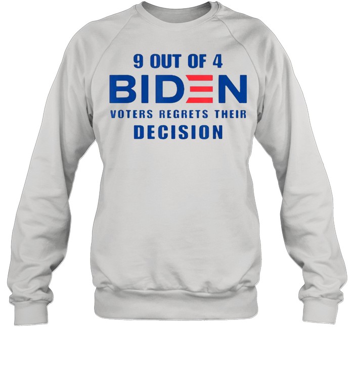 9 Out Of 4 Biden Voter Regret Their Decision Funny President T- Unisex Sweatshirt