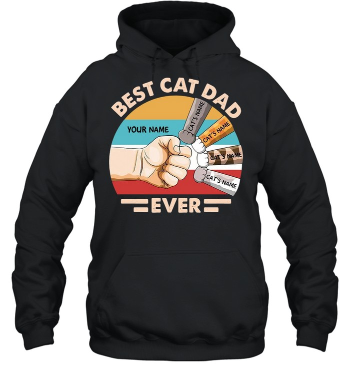 Best Cat Dad Your Name Cat’s Name Ever Vintage T-shirt Unisex Hoodie