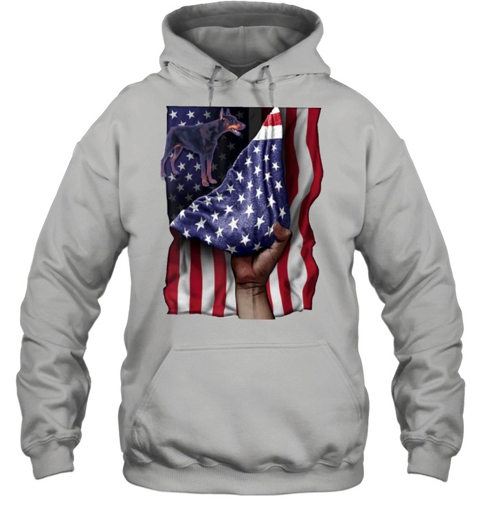 Day Of Independence US Flag Doberman T- Unisex Hoodie