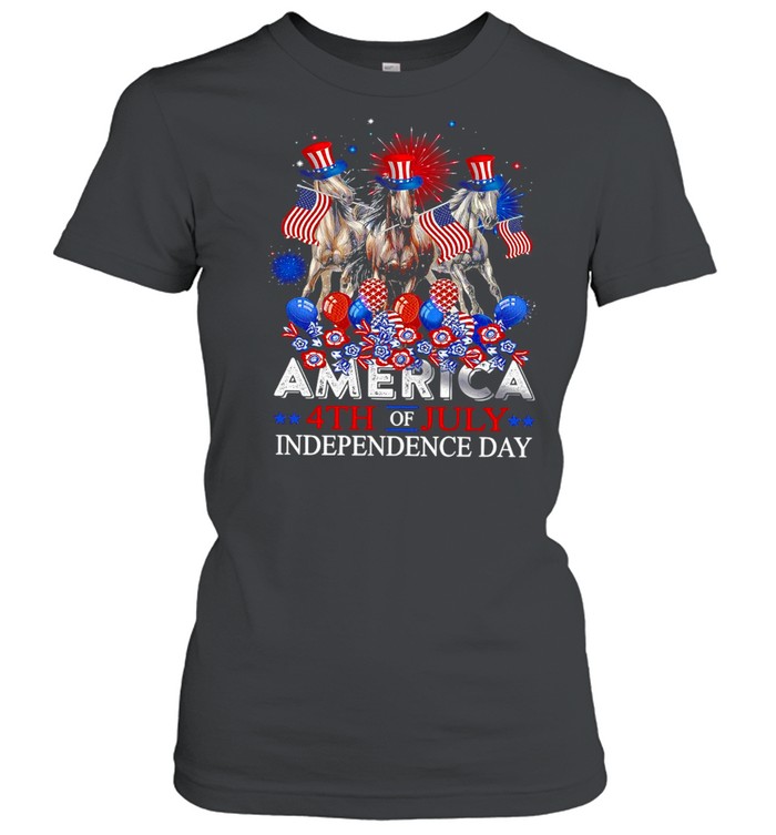 Fireworks Horse America 4th Of July Independence Day T-shirt Classic Women's T-shirt