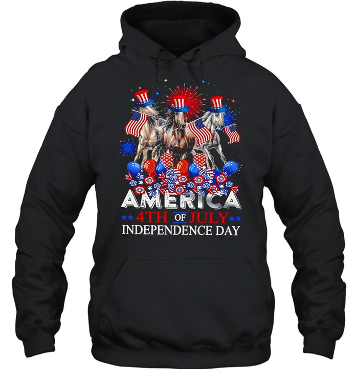 Fireworks Horse America 4th Of July Independence Day T-shirt Unisex Hoodie