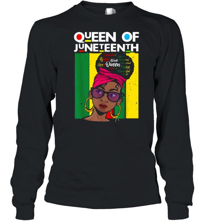 Queen Of Juneteenth Black Girl Magic Melanin Women Vintage T- Long Sleeved T-shirt